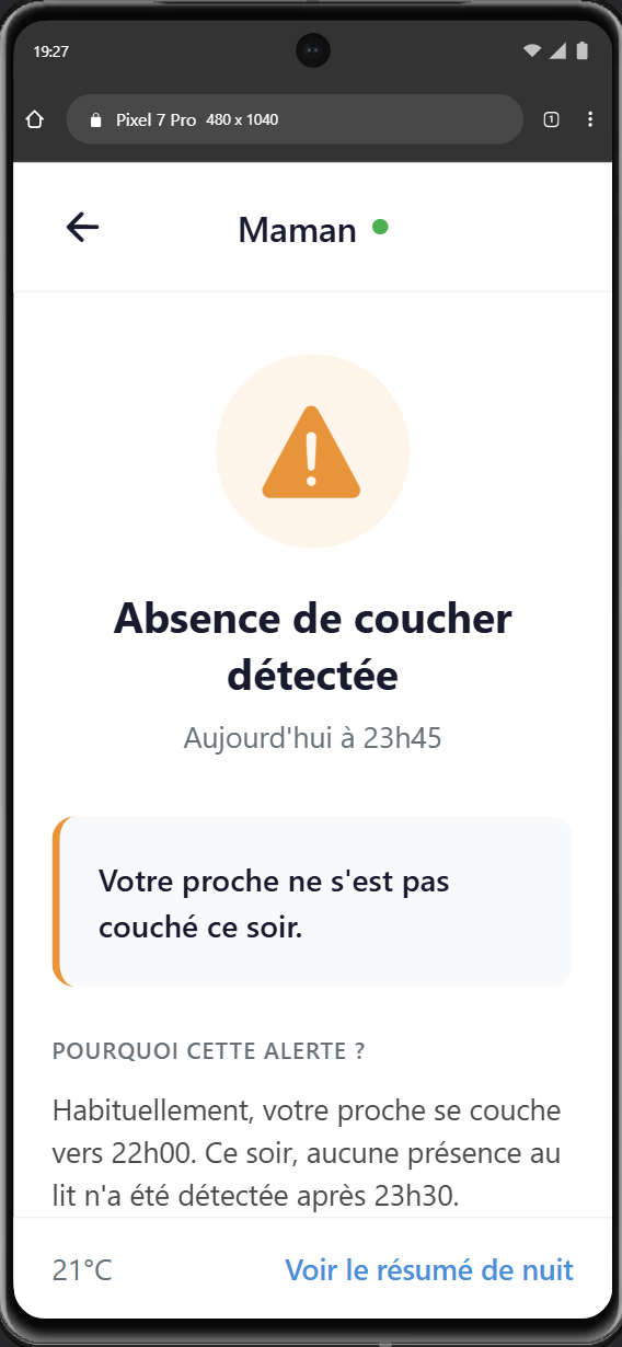 Application de surveillance — alertes